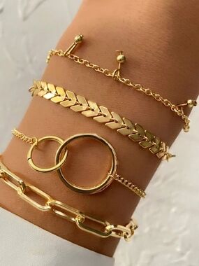 Sterling Silver Link & Chain Bracelet Set - Silver
